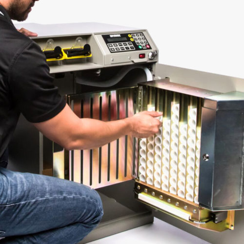 Interior of cash holding safe